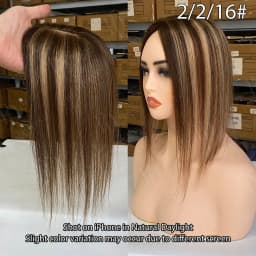 10x12cm Human Hair Topper with Silk Base 40cm Straight Clip in Hairpiece for Women Natural Scalp Simulation Thinning Hair Toupee
