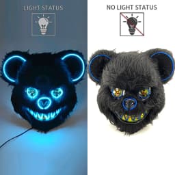 Hot Bloody Rabbit Bear Luminous LED Mask Halloween Horror Bunny Mask Carnival Party Props Cosplay Dress Up Headgear