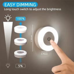 LED Night Lights Touch Sensor Night Lights Self-adhesive Wall Lights Battery Powered Portable Round Dimming Lamp Room Decoration