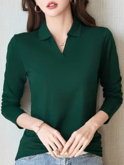 Women's Casual Chic Shirt - Long Sleeve, Button Detail, Semi-Sheer Cotton Blend, Machine Washable - Perfect for Spring & Fall