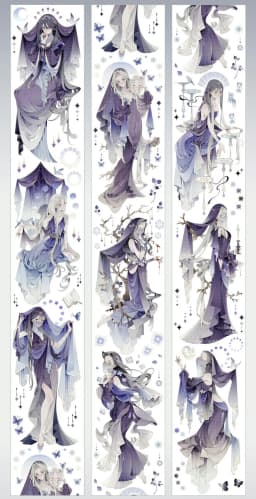 9 designs Ancient Girl Boy Landscape Shiny Washi Pet Tape Loop
