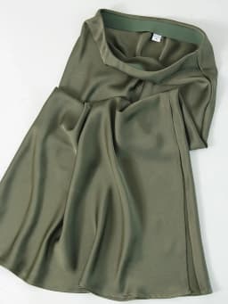 Streamgirl Maxi Solid Slit Skirts For Women Long Elegant Summer Office Champagne Satin Skirts Elastic Waist Women's Summer Skirt