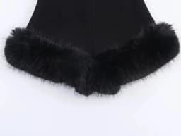 KONDALA 2026 Spring Summer Faux Fur Patchwork Women Black Casual Shorts Fashion Valentine‘s Day Elegant Ladies High Waist Shorts
