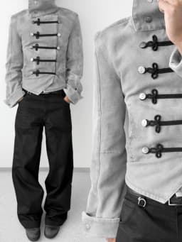 Y2K Harajuku Napoleon Jackets Stand Collar Frog Button Military Cropped Coat Gothic Punk Slim Outerwear Unisex Oversize Clothing