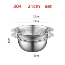 Vegetable washing basin Basket rice washing artifact Fruit filter basin Strainer Kitchen items 304 stainless steel drain basket