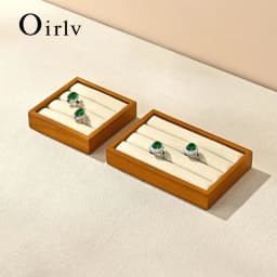 Oirlv New Solid Wooden Ring Tray Jewelry Display Storage Plate For Ring Jewellery Counter Showcase Props Jewellery Organizer