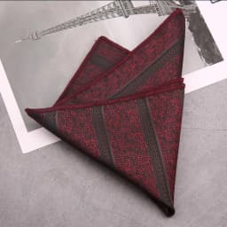 23CM Men Silk Pocket Square Brown Red Striped Handkerchief Business Soft Hanky Wedding Party Suit Accessories Cravat Chest Towel