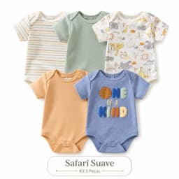 Kit 5 Bodysuits Baby Boy Short Sleeve 60% Cotton 40% Polyester 3m 6m 9m Infant Clothing
