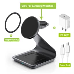 Bonola 3 in 1 Charger Station for Galaxy S26 Ultra/S25/S24 Metal Dock Stand Wireless Fast Charging for Samsung Watch/Galaxy Bud