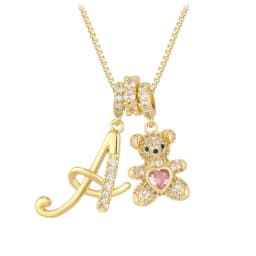 Women's A-Z Initial Letter Pendant Necklace Snake Chain Initial Alphabet CZ Pink Heart Necklace Adjustable Size Hypoallergenic