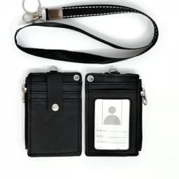 1Piece Neck Hanging Zipper Card Storage Box PU Leather Portable Lightweight Card Holder Teacher Student Work Supplies