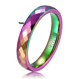 4MM/6MM Black Rose Gold Faceted Edge Dome Polished Tungsten Carbide Wedding Band Couple Rings for Women Men Size 5-12