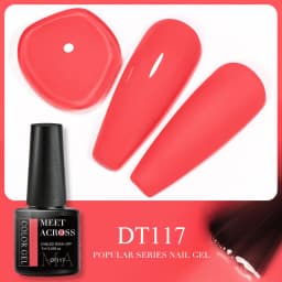MEET ACROSS 7ml Orange Red Pink Gel Nail Polish Laser Sparkling Soak Off Semi Permanent Nail Art UV Gel Varnishes Spring Summer