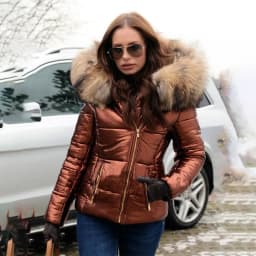 New Hood Solid Color Fur Hooded Jacket Autumn Winter New Women's Cotton-Padded Down Short Parka Coat Jacket Fashion Casual