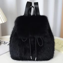 Women's Plush Faux Fur Backpack with Adjustable Drawstring Closure Daypack for Casual Formal Use Mini Backpack Soft Texture Bag