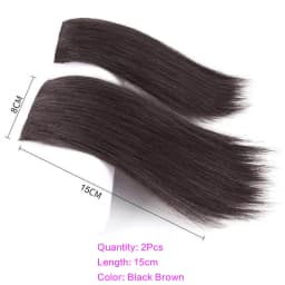 2Pcs Synthetic Short Straight Pad Invisible Hair Extension Lining of Hair Top Side Cover Hairpiece for Women