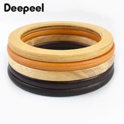 2Pcs Deepeel Wooden O Ring Bags Handles Round Wood Handle for Handbag Strap Purse Frame DIY Sewing Brackets Bag Accessories