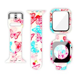 Glass+Cover+Strap for Apple Watch Case 44mm 40mm 41mm 45mm 42mm 38mm sport Silicone bracelet iwatch series 9 8 7 6 5 4 3 SE Band