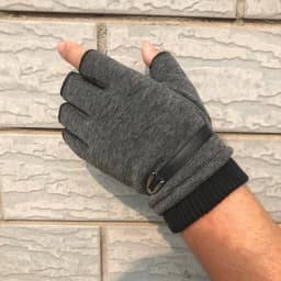 Man Autumn Winter Plus Velvet Keep Warm Outdoor Sports Half-Finger Gloves Fashion Solid Elasticity Drive Cycling