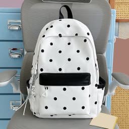 Polka Dot Aesthetic Preppy Backpack Kawaii Sweet Campus Bookbag Travel Casual Daypack for Elementary & Middle Girl Students