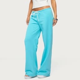 Women Drawstring Wide Leg Sweatpants Casual Loose Flared Trousers Solid Color High Waist Jogger Pants Streetwear Lounge Wear