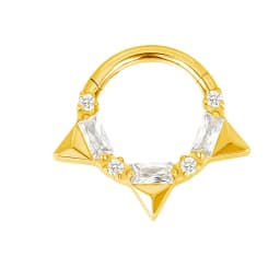 ASTM F136 Titanium EAR PIERC Nose Ring Teeth Tip CZ Ring Hoop Nose Rings Hinged Clicker Earring Ring factory Body Piercing