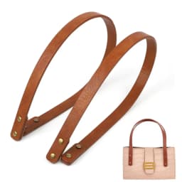 2pcs 60cm Leather Bag Strap with Rivets Women Shoulder Tote Bag Handles for Handbag Replacement Belt Accessories 1.8cm Wide Tan