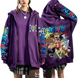 One Piece Luffy Zoro Sanji All Characters 2026 New Japanese Anime Fashion Y2K Casual Sportswear Men's Couple Style Zip Up Hoodie