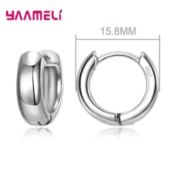 100% Real 925 Sterling Silver Earrings Statement Heart Star Square Round Geometric Hoop Flexible Earwire Leverback Women Jewelry