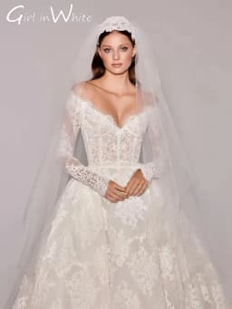 Customized Off Shoulder Wedding Dresses V-Neck With Full Floral Appliques Long Sleeves Bride Wedding Dress Vestidos De Novia