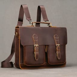 Vintage Style Men's Briefcase Backpack Leather Daypack For Men Male Travelling Bagpack Backpack Latop Bag 14" Laptop Bag 3 In 1