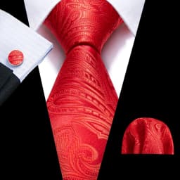 Fashion Red Plaid Men Tie Set 8.5cm Silk Jacquard Neckties Wedding Business Handkerchief Cufflink Tie Set Barry.Wang FA-6011