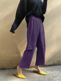 Miyake Pleated Cargo Pants New Women's Pocket Style Pleated Casual Pants Wide Leg Ankle-Length Pants