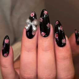 24Pcs Flora Almond Press on Nails with Glue Mori Girl Nail Art Ballet Rural Style Full Cover Wearable Acrylic Nail Manicure Tips