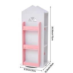 Voltsify 4-Tier Castle Kids Rotating Bookshelf Storage Organizer Rack