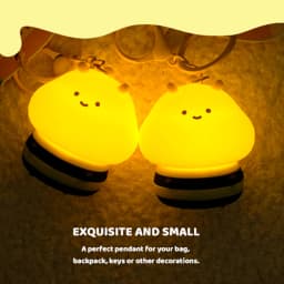 Mini Bee Keychain Night Light Anime Figure Toy Cartoon Gift for Kids Bag Decoration Portable Keyring Night Lights Birthday Gifts
