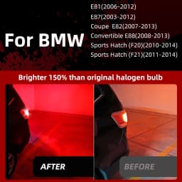 2×LED Brake Stop Lights Blubs Red No Error For BMW 1-Series E81 E87 E82 E88 F20 F21 Coupe Convertible 125i 135i 116i 130i 120d