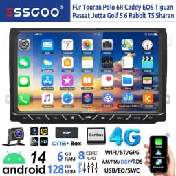 ESSGOO 9" Android 14 8-Core 6+128GB Carplay Car Stereo For VW Golf 5 6 Passat Polo Touran Tiguan Jetta 4G DSP GPS WIFI AM FM BT