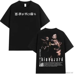 Resident Evil 2 Leon Claire Rpd Station Acid Wash Oversized Cotton T Shirt 2026 Horror Game Graphic Tee for Men Women