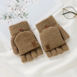 Men's Winter Gloves Flip Warm Writing Mittens Student Half Finger Flip Thermal Jacquard Knit Male Soft Elastic Business Gloves