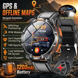 New Upgrade GPS Offline Map Position Smart Watch 1200mAh Battery IPX8 Swim Heart Rate 1.46”AMOLED Screen Men Women Fitness Watch