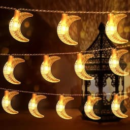 1pack Ramadan Decor Moon String Lights Battery Operated LED Ramadan Mubarak Lights For Crescent Party Home Garden Living Rooms