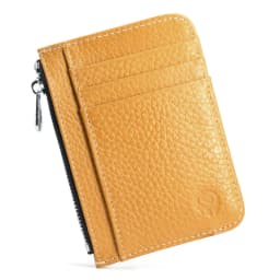 Men's Genuine Leather Minimalist Wallet - Ultra Thin Zipper Coin Pouch with Credit Card Holder (Small Money Bag)