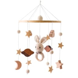 DIY Baby Crib Bed Bell Holder Arm Toy Imitation Wood Grain Infant Bed Decoration Toys Rotating Music Box Nut Screw Arm Bracket