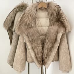 OFTBUY Luxury Real Fur Duck Down Clothes Overszie Women Wool Blend Down Jacket with Real Fox Fur Collar New Winter Warm Coat
