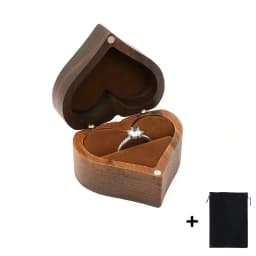 Free Customize Wedding Ring Box With Bag Heart Shape Personalized Custom Wood Ring Box Engagement Ring Boxs Christmas Gifts
