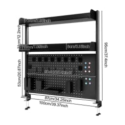 37" Clamp-on Pegboard with Accessories, No Drill Desk Shelf, 2-Tier Organizer with Hooks & Tray, Space Saving Storage Rack for Home Office & Dorm