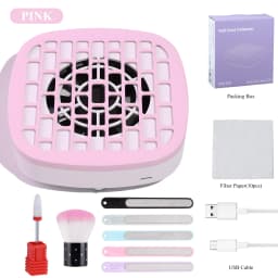 Mini Nail Dust Collector, Low‑Noise Nail Vacuum Fan, USB‑C Powered Nail Dust Suction Machine (No Built‑in Battery) with Filter Papers, Nail Files, Cleaning Brush & Drill Bit, Professional Nail Art Salon Supplies