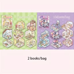 4 Styles Mini Scenery Sticker Book DIY Handbook Material Miniature Scene Visual Stacking Stickers Stationery for Gift Birthday