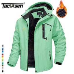 TACVASEN Men's Ski Parka Jacket Waterproof Fleece Lined Insulated Thermal Snowboard Sports Work Winter Jacket with Detached Hood